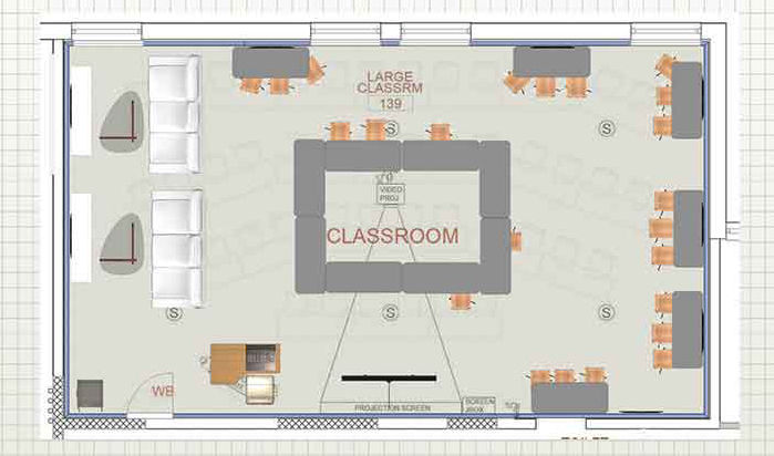 simplified rendering of proposed room revisions