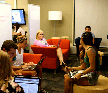 students in laptop only spaces