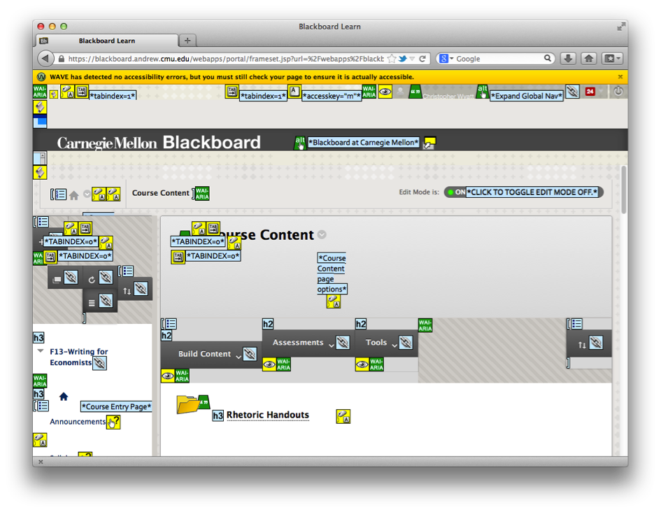 CMU writing course, analyzed by WAVE.