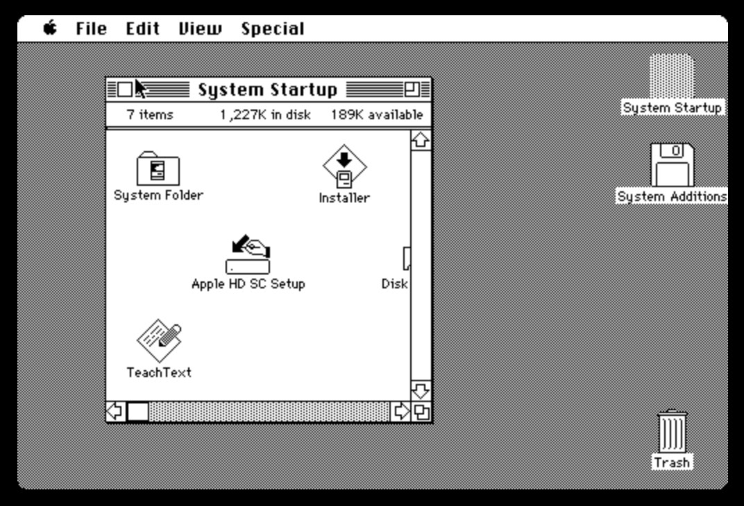 Screenshot of the desktop in the Mac Classic OS
