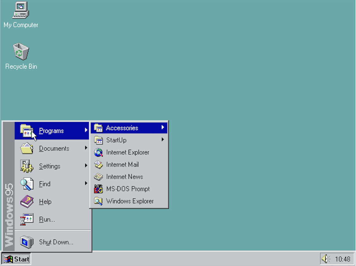 Screenshot of the desktop in Windows 95