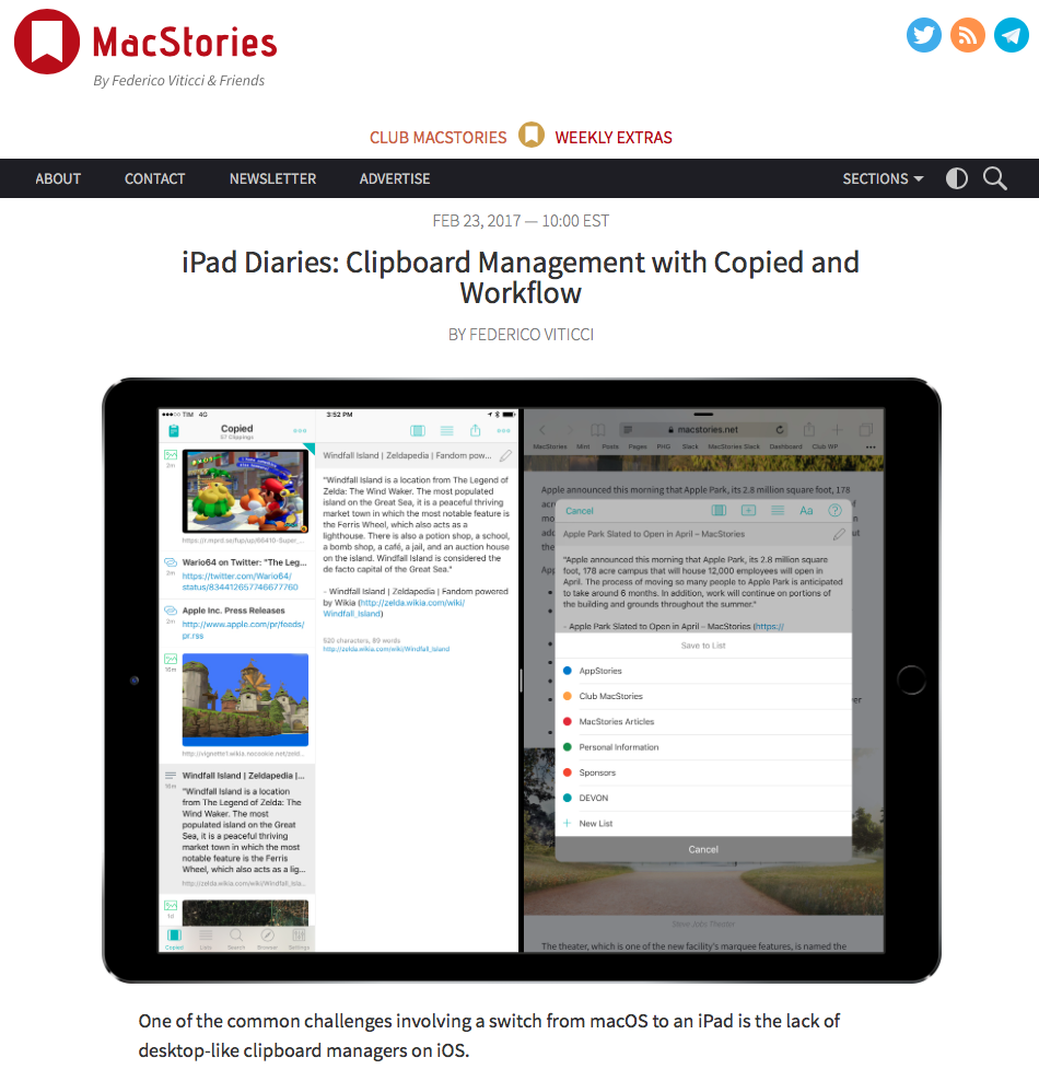 Screenshot of MacStories