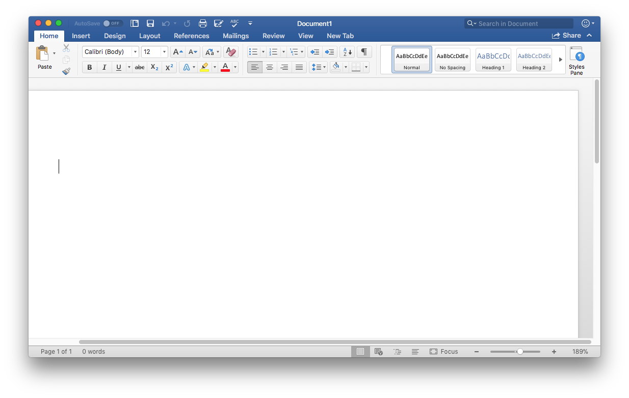 Screenshot of Microsoft Word