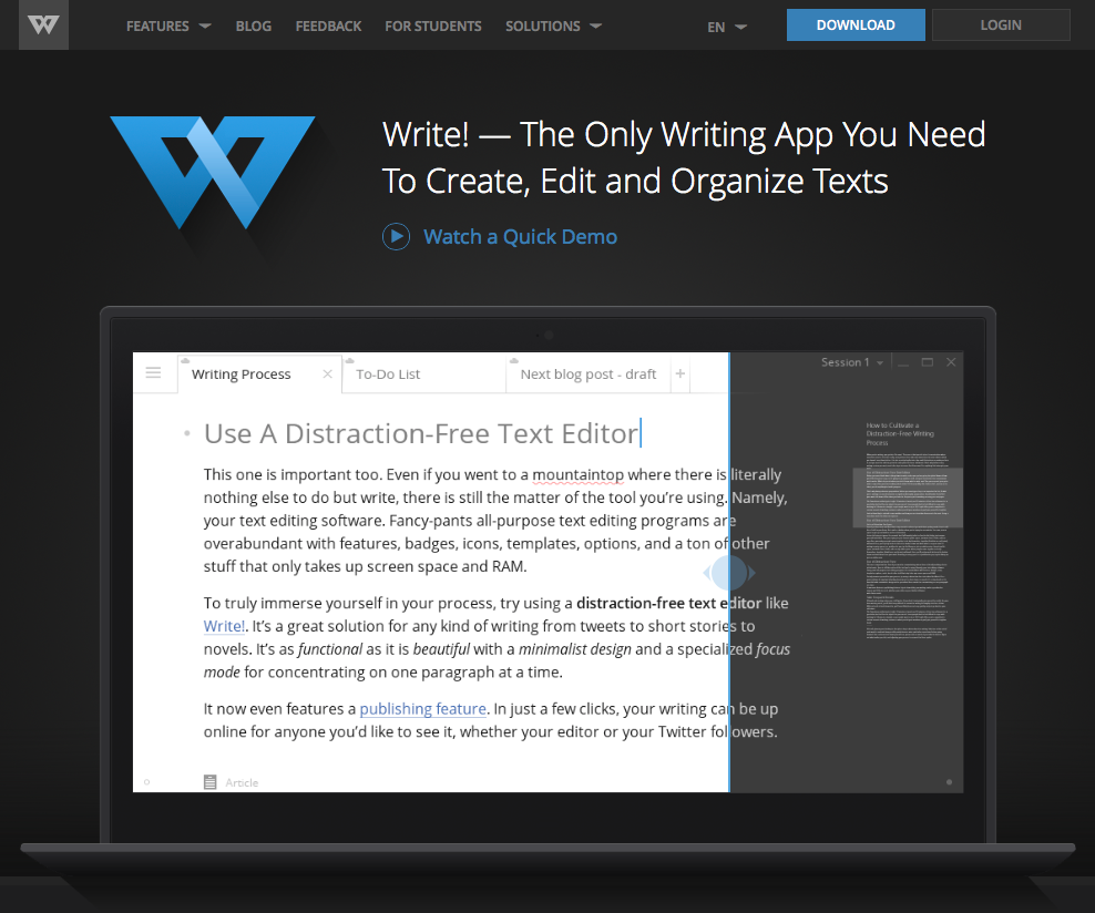 Screenshot of Write App